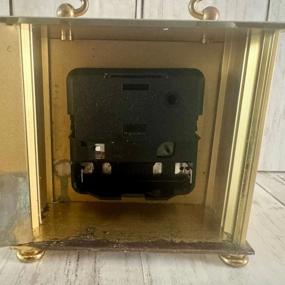 Bulova B2614 Gold Tone Quartz Carriage Clock Germany Vintage Mantel Desk WORKS